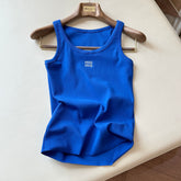 MiuMiu Women's Summer Solid Color Letter Print Round Neck Sleeveless Tank Top Vest #76684