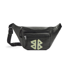 Balenciaga Explorer Men's Letter Print Zipper Closure Black Grained Cowhide Leather Single Shoulder Crossbody Belt Bag Bags #77711