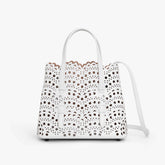 Alaia MINA 20 BAG IN VIENNE WAVE CALFSKIN Women's Solid Color Openwork Design Button Closure Wave Calfskin Shoulder Bag Handbag Bags #77381