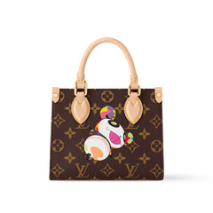 Louis Vuitton Lv X Tm Onthego Bb Women's Brown Old Flower Full Printing Removable Adjustable Shoulder Strap Coated Canvas Splicing Cowhide Tote Bag Shopping Bags Shoulder Crossbody Handbags #75413