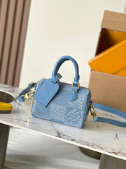 Louis Vuitton Speedy 18 Bandoulière Handbag Men's Women's Denim Bag Mini Handbags Fashion Luxury Temperament Bags N00208 #77281