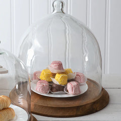 Large Glass Bell Shaped Cloche with Wood Base