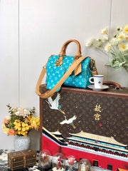Louis Vuitton Women's Fashion Classic Lake Blue Logo Zipper Closure Leather Shoulder Bag Handbags In Small Medium And Large Sizes Crossbody Bag Bags #78664