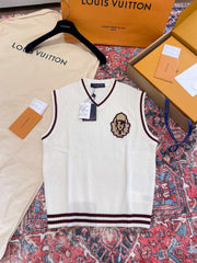 Louis Vuitton Women's Spring and Autumn Solid Color Embroidery Logo Decoration Fine Sister Sheep Wool Sleeveless Vest #74824