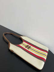 MiuMiu IVY Women's Embroidered Letter Print Striped Pattern Canvas And Leather Handbag Tote Bag Bags #77931