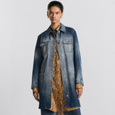 Dior Women's Spring/Fall Fashion Casual Midi Length Single Breasted Collar Print Belted Long-Sleeve Denim Skirt Dress #78947