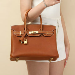 Hermes Birkin 30 Gold Buckle Solid Color Handbag Temperament Bags Metal Buckle Kelly Bag Accessories H027633CC37 #81134