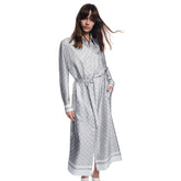 Louis Vuitton Women's Summer Letter Printed Gray Single Breasted Long Sleeve Silk Dresses #75877