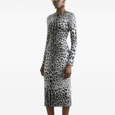 Dolce&Gabbana Women's Spring Summer Leopard Printed Tight Long Dress Long Sleeve Round Neck Fashion Temperament Elegant Dresses Ngvp #9863