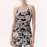 Chanel Women's Summer Fashion Trend Pattern Printed Round Neck Sleeveless Straight Top Vest #78413