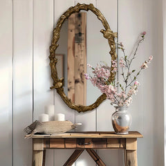 32 Inch Bird Dreams Ornate Oval Mirror