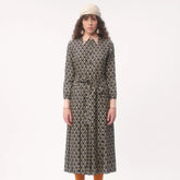 Valentino Women's Spring and Autumn Solid Color Lapel Silk Twill Toute La V Midi Dress #71832