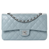 Chanel Classic Medium Flap Bag With A Silver Chain Shoulder Strap A Timeless Versatile Classic Metallic-colored Leather Tends To Fade Easily Lady Bags #197116