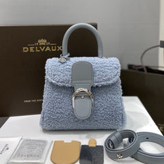 Delvaux Brillant Women's Classic Fashion Leather Shearling Adjustable Strap Crossbody Tote Bag Bags #78695