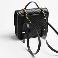 Chanel Women's Fashion Classic Solid-Color Flap Leather Backpack with Sand Gold Buckle and Metal Hardware Bag Bags AS5715-B21400-94305 #78759