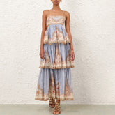 Zimmermann Daylight Tiered Maxi Dress Resort Swimwear Collection Long Strapless Dress With Layered Skirt Square Neckline And Shell-motif Embroidered Lace Dresses #196820