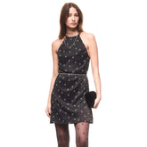 Chanel Women's Summer Black Letter Printed Silk Halter Dress #72961