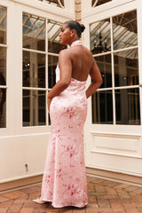 Mila Halterneck Maxi Dress - Pink Floral