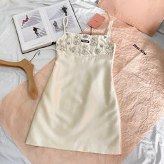 MiuMiu Women's Summer Beaded Rhinestone Embellished Halter Dresses #76793
