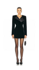 Saint Laurent Women's Autumn And Winter Velvet Lapel Long Sleeve Solid Color Blazer Jacket Dresses Ngvp #1136