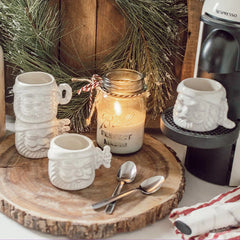 Vintage Inspired 1950's Santa Mugs, Set of 4