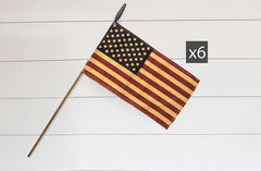 Tea Stained American Flags Set of 6