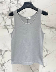 Saint Laurent Women's Spring And Summer U Neck Knit Undershirt Fashion Trend Casual Logo Embroidery Undershirt Vest Tops #81651