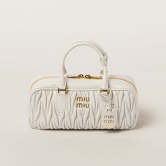 MiuMiu Arcadie matelassé Women's Solid Color Metal Engraved Logo Zipper Closure Leather Shoulder Bag Crossbody Tote Bags #77354
