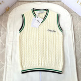 Dior Women's Spring/Summer Solid Color Striped V-Neck Knitted Tank Top Sweater #77794