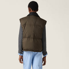MiuMiu Women's Fall/Winter Fashion Casual Lapel Single Button Waist Tapered Sleeveless Down Vest #79337