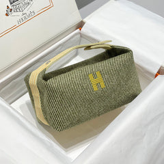 Hermes Classic Casual Color Block Canvas Tote Bag Makeup Bag Toiletry Bag Bags #78245