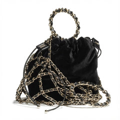 Chanel Mesh Clutch Bag With Gold Chain Handbag Black And Gold Accessories Fashionable And Exquisite Evening Bags #82237A