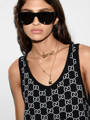 Gucci Women's Summer Logo Print Wool Round Neck Strapless Dress #77426