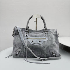 Balenciaga LE CITY Medium Handbag Women's Fashion Luxury Solid-Colour Suede Tote Bag Crossbody Bag Bags 8230582AB2A1143 Ngvp #2434