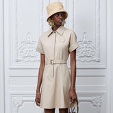 Dior M¨¦daillon Belted Shirtdress Beige Cotton And Silk Gabardine Stylish And Elegant Fitted Dress With A Lapel Collar And Belt Lady #84429A