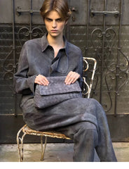 Bottega Veneta Dustbag Giorno Woven Suede Handbag With Drawstring And Clamshell Design Fashionable Elegant And Exquisite Clutch Bag Bags #195310