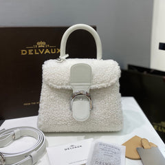 Delvaux Brillant Women's Classic Fashion Leather Shearling Adjustable Strap Crossbody Tote Bag Bags #78695