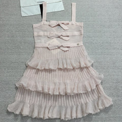 Chanel Women's Spring/summer Strapless Bow Pink Lace Mini Dress Fashionable Elegant And Stylish Dresses #82581A