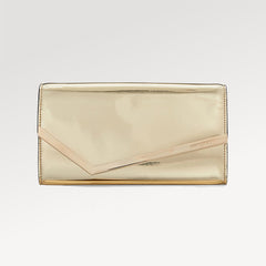 JIMMY CHOO Clutch Bag Mirror Finish Leather Magnetic Closure Detachable Chain Strap Versatile And Practical Bag Bags #197451