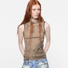 Acne Studios Women's Spring/summer New Arrival Faux-two-piece Cotton Washed Gradient Tank Top With 3d Print Sleeveless Round Neck Vest Lady Vest #196976