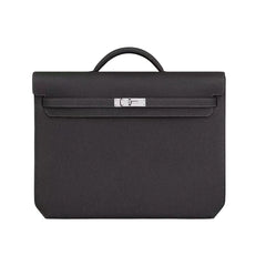 Hermes Men's and Women's Classic Solid Color Leather Business Bag with Silver Buckle Handbag Laptop Case Bag Bags #78611