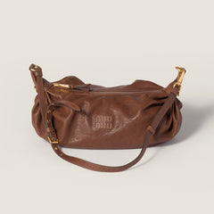 MiuMiu Brown Saccanappa Leather Clutch With Gold Hardware Crossbody Bag Black Elegant Casual Zipper Bags #84228A