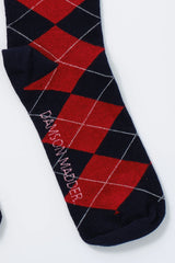 knee length socks - navy argyle