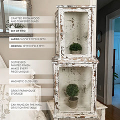 Antique Inspired Distressed Wooden Cabinets, Set of 2