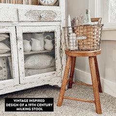 Vintage-Inspired Polished Wooden Stool