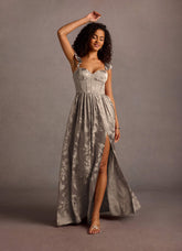Jianna Platinum Flutter Sleeves Maxi Dress