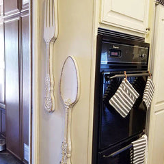 HUGE Distressed Fork and Spoon Wall Decor Set