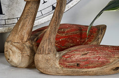 Red Wooden Ducks, Set of 2