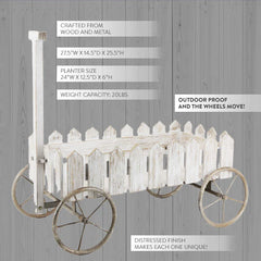 Distressed Picket Fence Wooden Cart