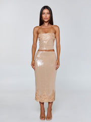 Saela Midi Skirt Beige